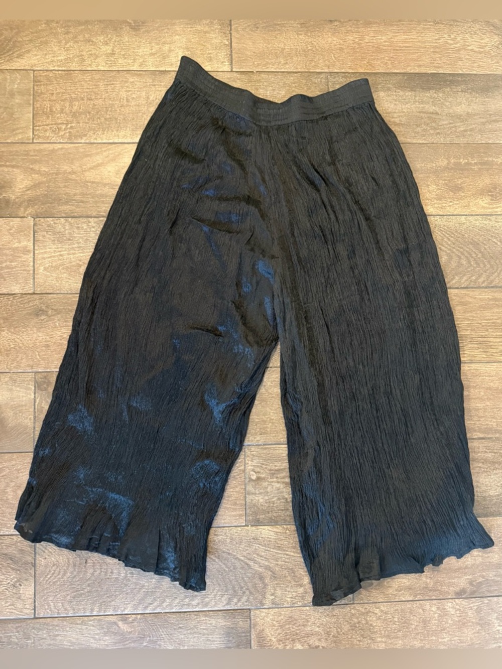 Black Crinkle Wide-Leg Palazzo FlowlyPants Size‎ Small